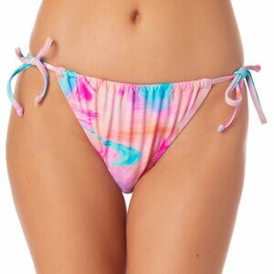 California Waves Printed String Bikini Bottoms Pink Tie Dye Size Medium